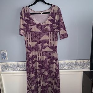 LuLaRoe Ana Maxi Dress - Purple & White Geometric